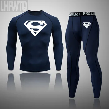 

Superman Thermal Underwear Men's Long Underwear Compression Clothing Fitness Shirt Men Running Shirt Training Thermal Underwear
