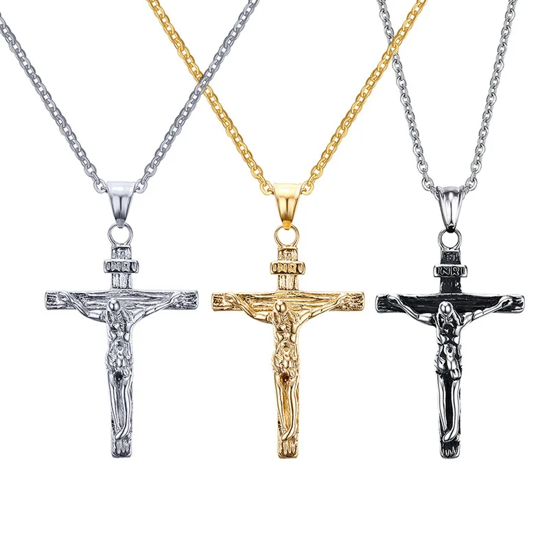 

Religious Classic Accessories Stainless Steel Jesus Cross Pendant Men Women's Pendant Pn-460