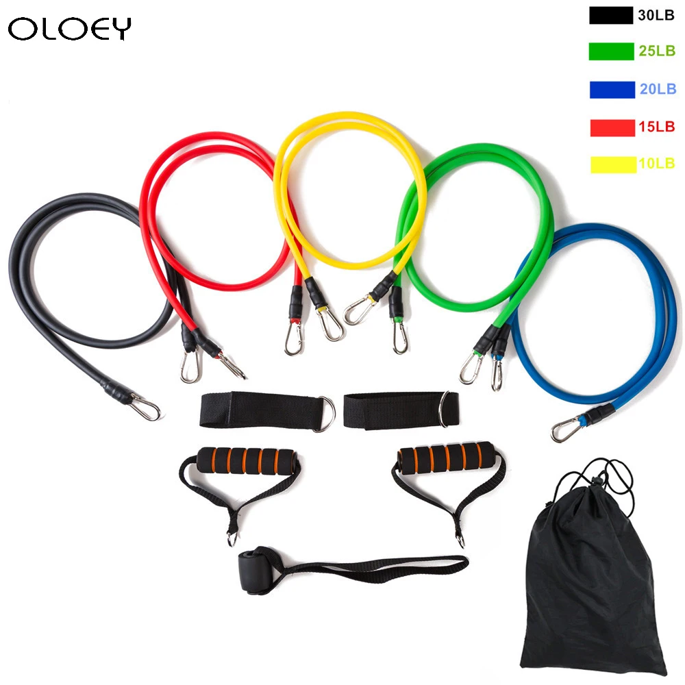 

New High Quality 11pcs/set Pull Rope Fitness Exercises Resistance Bands Latex Tubes Pedal Excerciser Body Training Workout Yoga