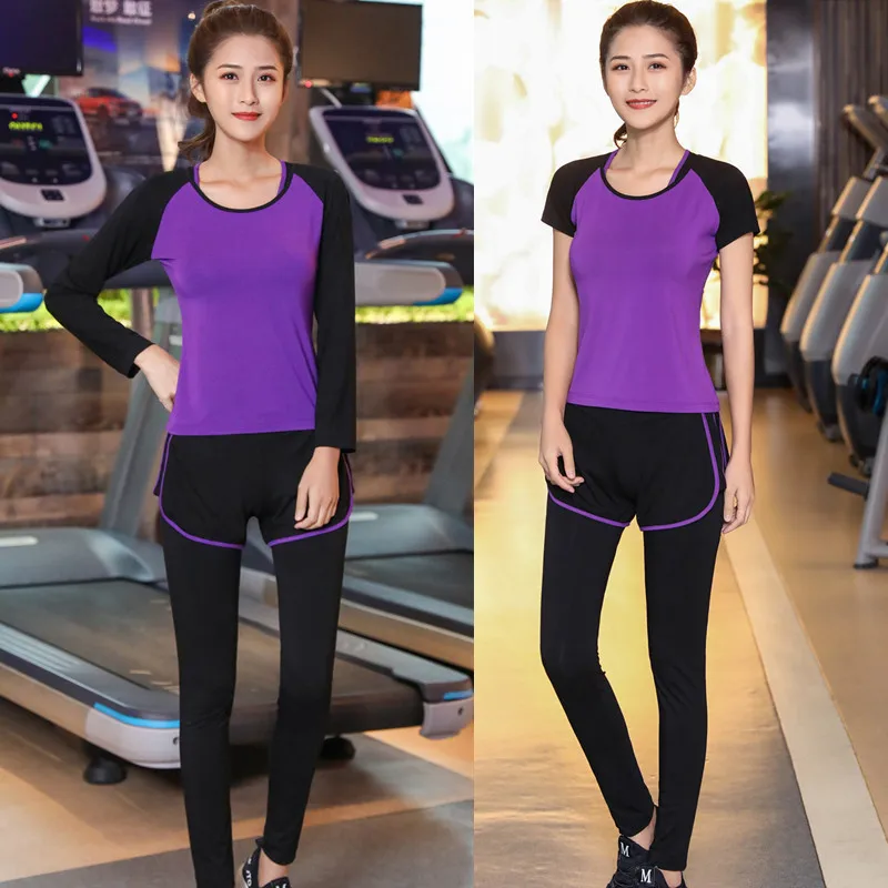 

New Style Short Sleeve Fitness Suit Three-piece Set Spring And Summer Gym Running Sports Yoga Clothes Suit