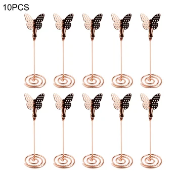 

10Pcs Festival Butterfly Shaped Note Holder Metal Wedding Party Seat Table Memo Clip with Base 2019 New
