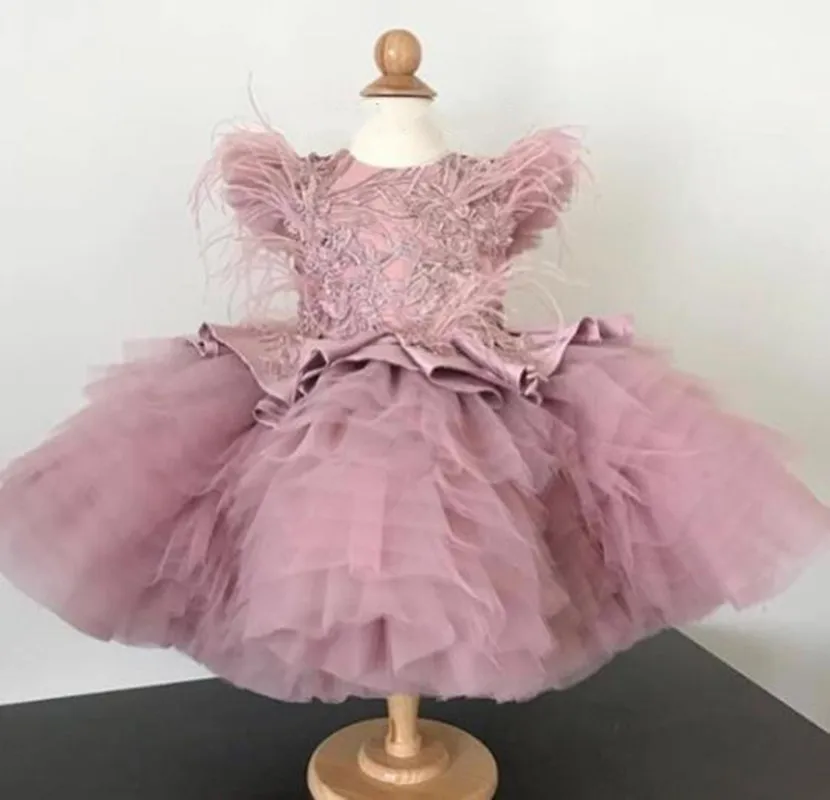 

Flower Girl Dress with Cap Sleeves Princess Birthday Party Dress for Kids New Celebration Gown Photography