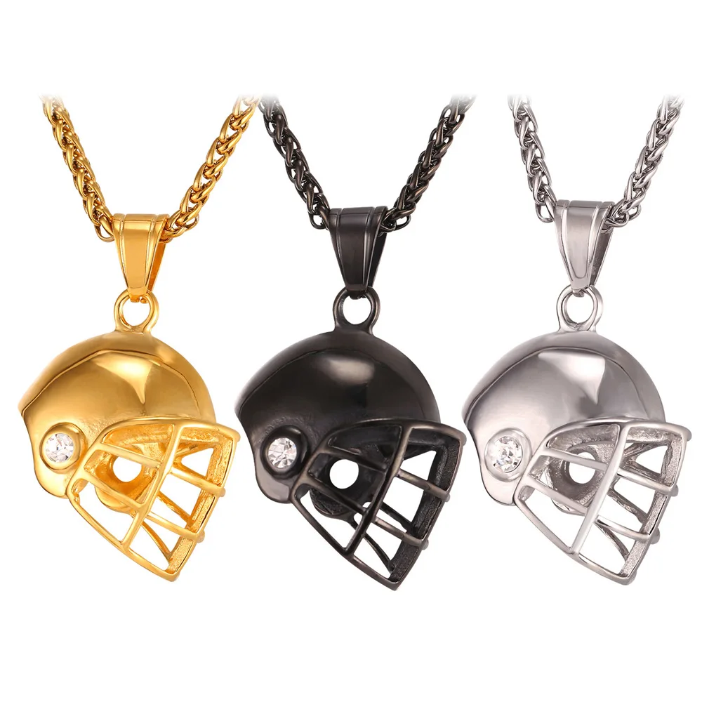 Collare Sport Helmet Pendant Gold/black Color Hockey Caps Stainless