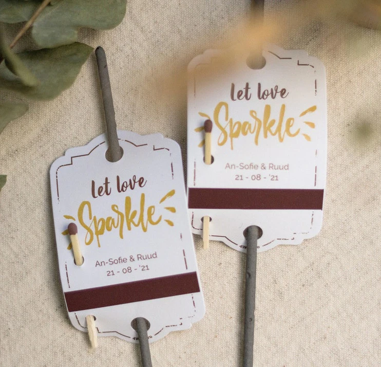 

Let love sparkle! Sparkler Tags, Personalized Wedding Tags (striker strip included!) for your sparklers, Custom Printing