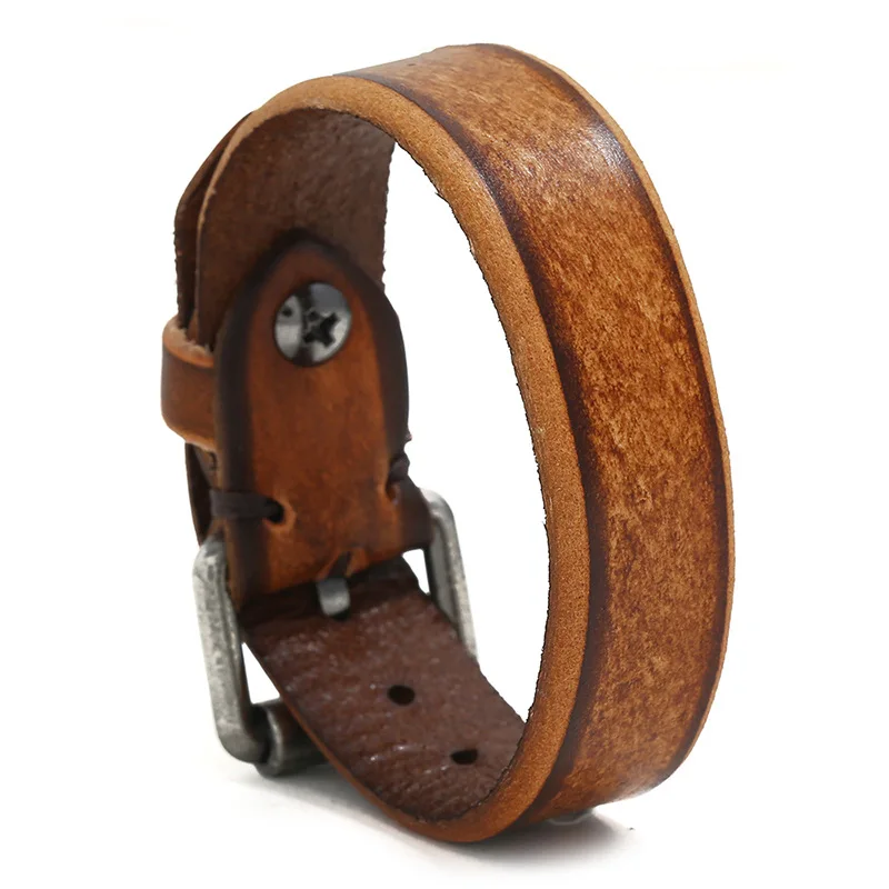 

Vintage Simple Brown Leather Bracelet Bangle For Man Woman Adjustable Unisex Hand Jewelry Gift Dropshipping