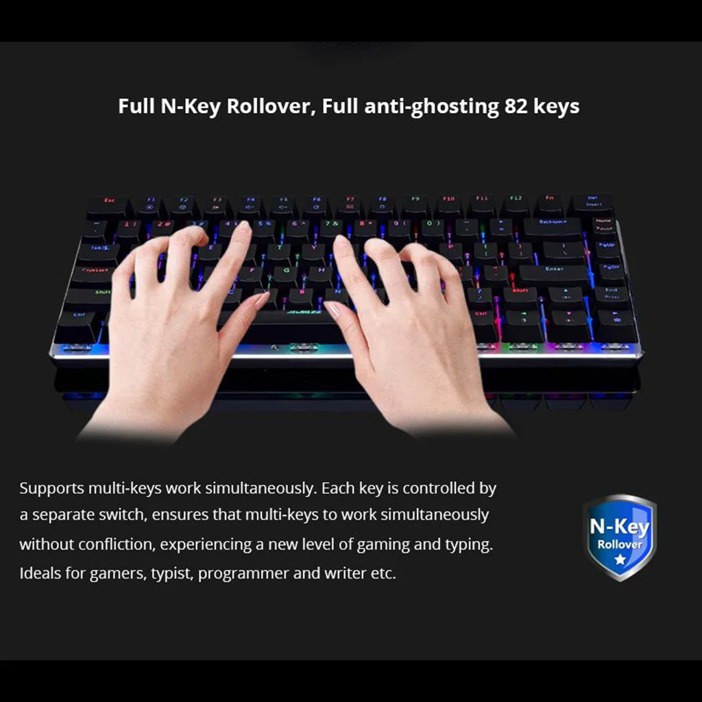 RGB Mechanical Keyboard Mini 82 Keys Layout Blue Black Switches Wired Portable Mechanical Keyboard Mini Gaming Keyboard