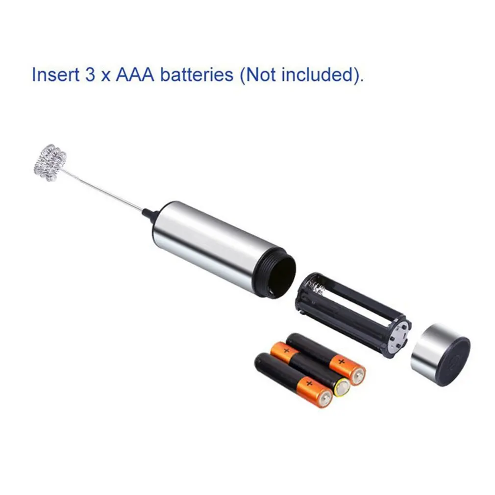 Electric Handheld Milk Frother Foamer Coffee Drink Blender Mixer Triple Spring Whisk Head & Clean Brush Head Kitchen Tools