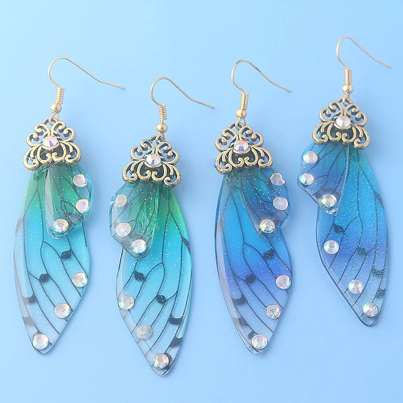Butterfly Wing Earrings Colorful Unique Fairy Wing Drop Earrings Fashion Insect Jewelry For Women Girls Jewelry Gifts