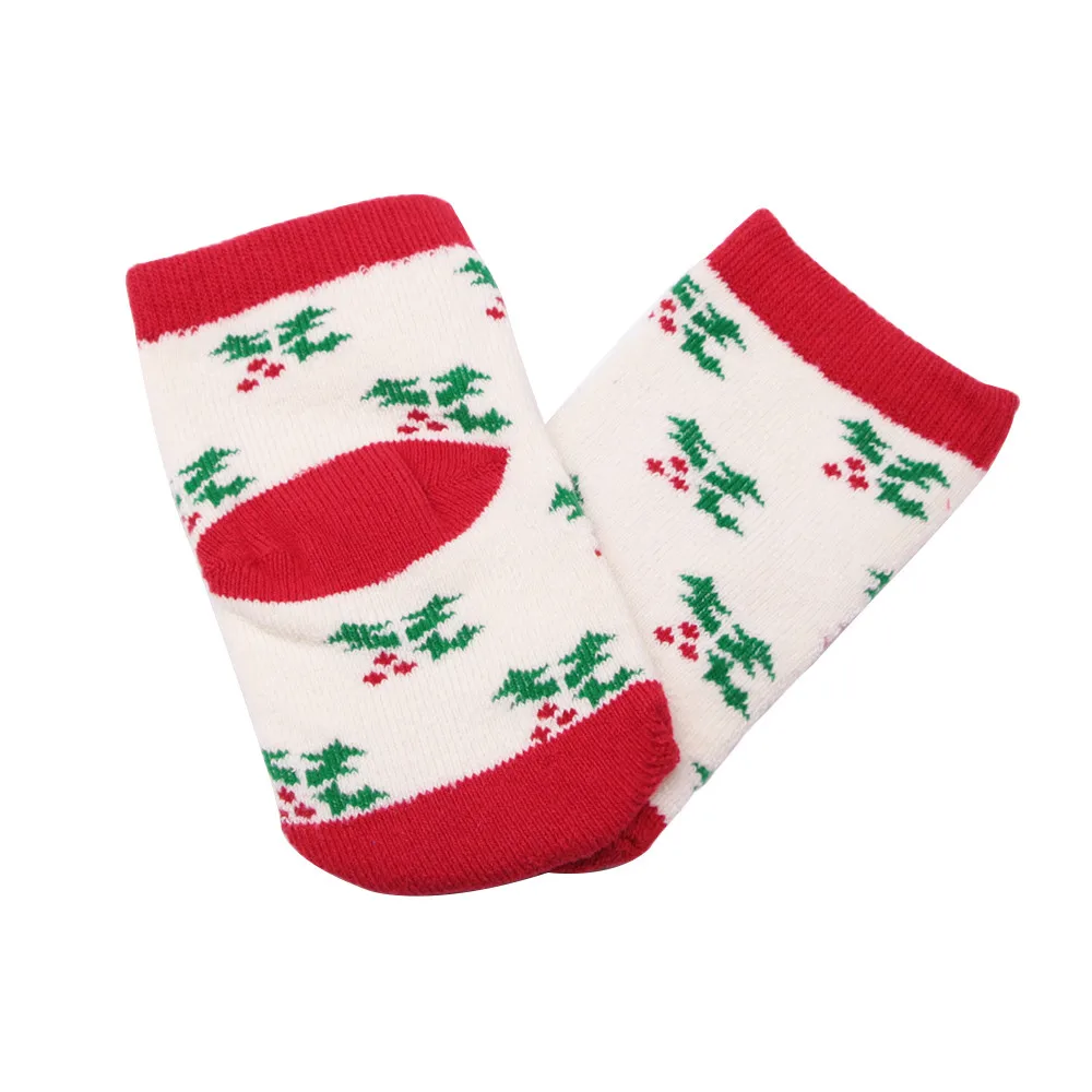 Рождественские носки для малышей Зимние носки для новорожденных мальчиков и девочек хлопковые теплые нескользящие носки с рисунком для малышей от 0 до 2 лет