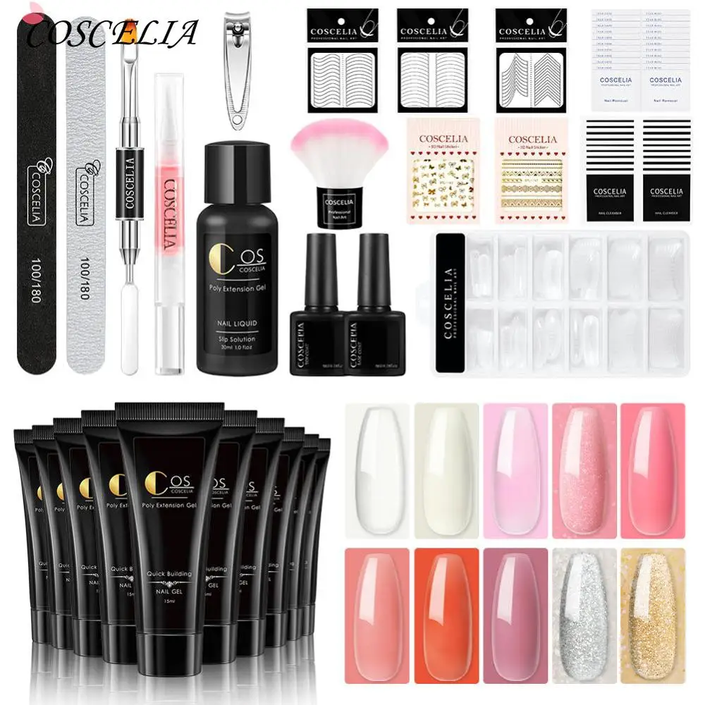 Manicure Poly Extension Nail Gel Kit Professional Set Liquid Solution