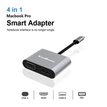 

USB-C Hub Type-C to HDMI USB-C to VGA Cable Support PD Charger USB 3.0 Converter for Laptop
