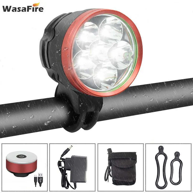 WasaFire, 10000 люмен, велосипедный светильник, 6* T6, светодиодный, велосипедный, велосипедный, головной светильник, вспышка, светильник+ Ночная езда, Предупреждение, задние лампы - Цвет: 9600 red taillight