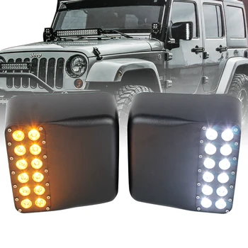 

1pair Side Mirror Shell Rearview Mirror Spotlight with yellow Turn Signal Lights for Jeep Wrangler JL 2018 2019