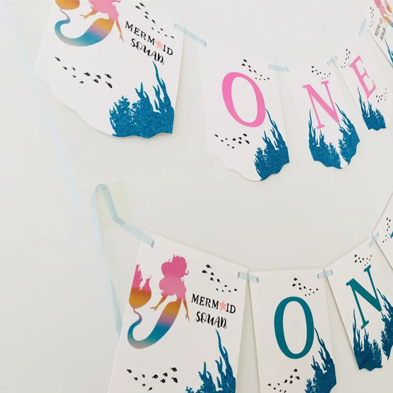 Баннер Русалка на стул для детей 1 год украшение вечеринки в честь Дня рождения