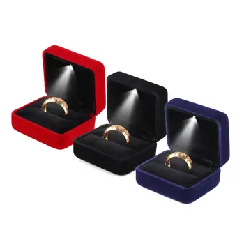 

Flannelette Jewelry Box Simple Luxury Jewelry Box with LED Lighted Ring Box Wedding Gift Box 4 Colors Available