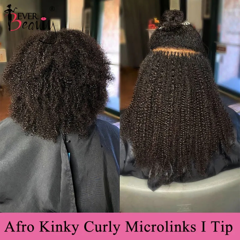 Extensiones de cabello humano para mujeres negras, pelo Afro rizado 4B 4C con punta I, pelo virgen brasileño
