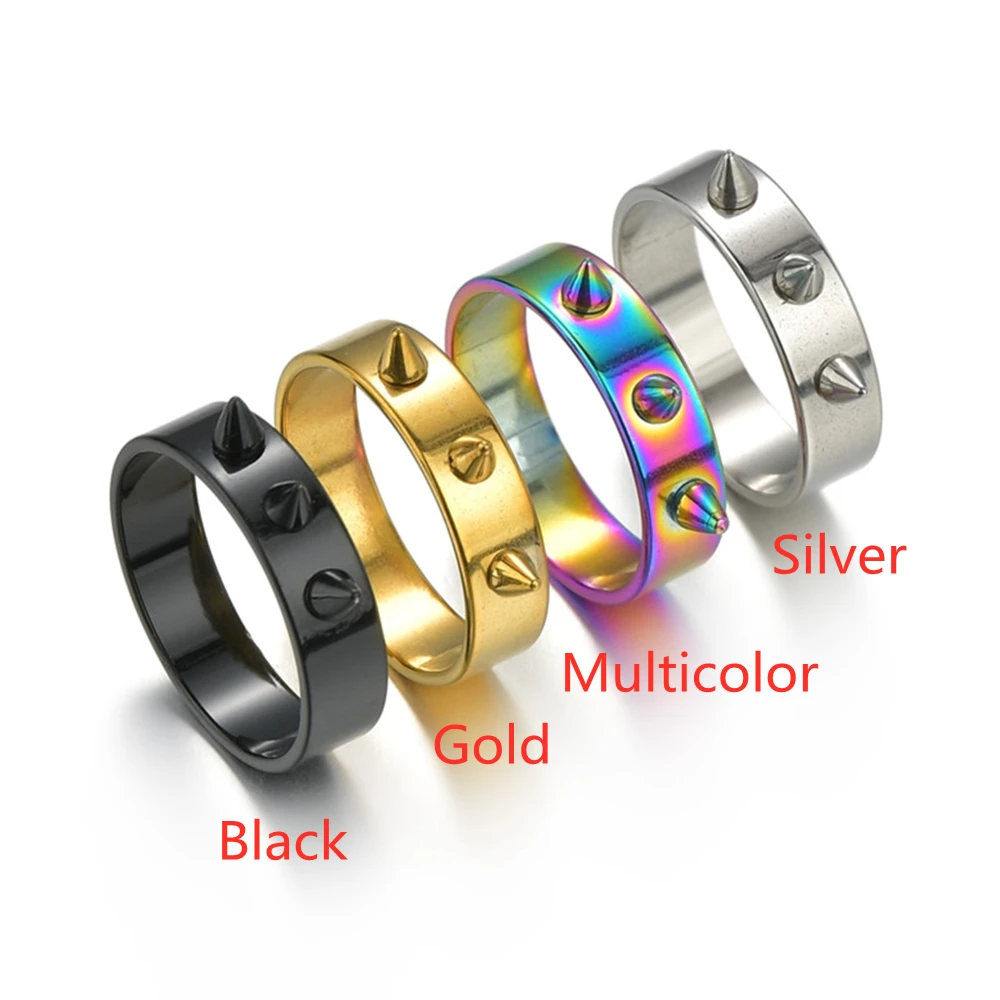 Hip Hop Self-defense Stainless Steel Ring Gothic Punk Style Metal 3 Spiked Emergency Defense Ring Men and Women's Thorn Jewelry spiked defense ring