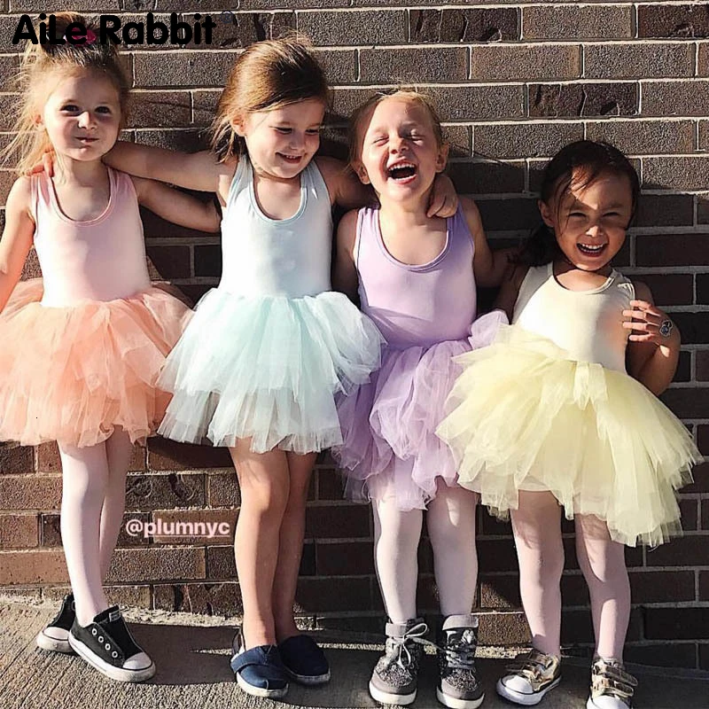 2019 Girls Dress Vest Fluffy Tutu Ballet Dance Children's Wear Little Princess Party |