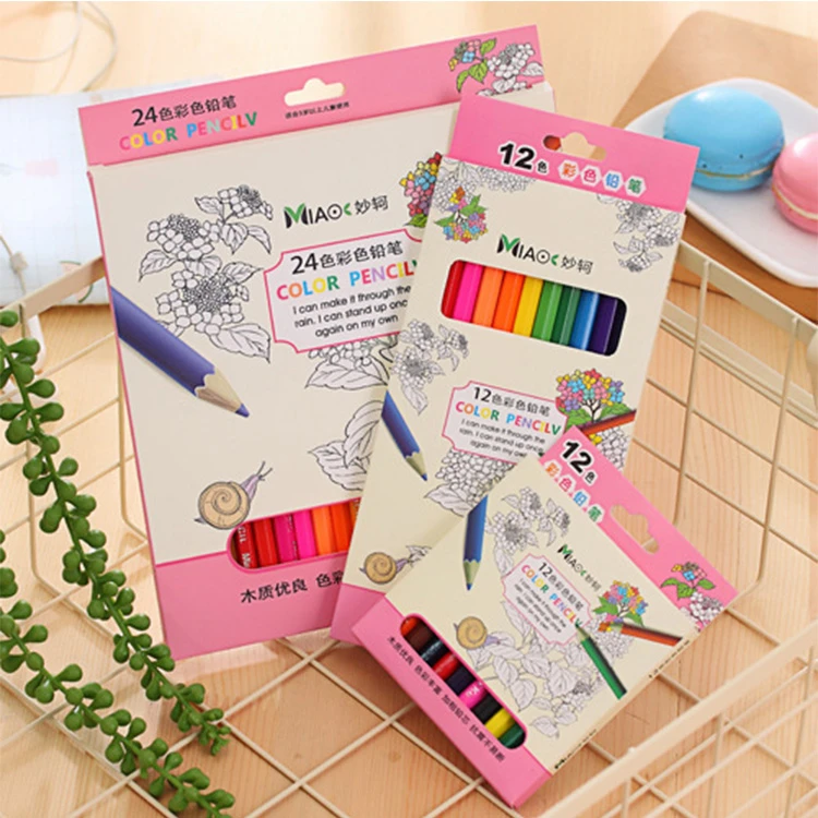 12 24 色の描画絵画木製色鉛筆かわいい Diy 落書きペン文房具ギフト学用品 Null Aliexpress