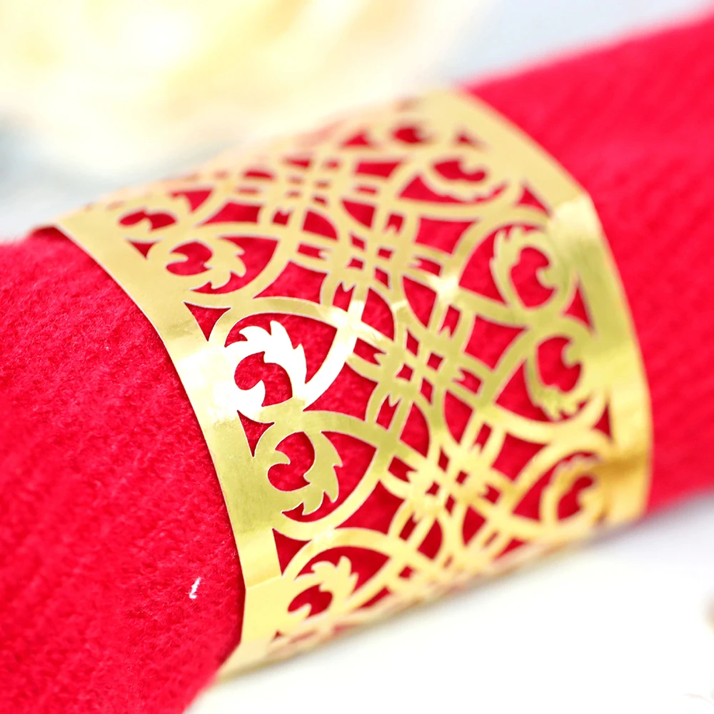 Napkin Ring Hollow Pattern Gold and Silver 25Pcs For Wedding Party Table Decoration