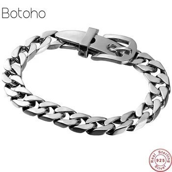 

Solid 925 Sterling Silver Men's Belt Buckle style Bangle women Bracelet jewelry gift Hip hop free delivery Valentine's Day gift