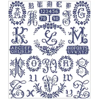 

Blue letter flower case illustration Counted Cross Stitch 11CT 14CT 18CT DIY Cross Stitch Kit Embroidery Needlework Sets