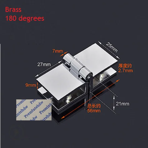 180 Degrees Brass 4 шт./лот хромированная твердая латунь цинк 5-8 мм стеклянная дверная петля Показать чехол шкаф для вина 0 90 180 градусов боковое стекло - Цвет: 180 Degrees Brass