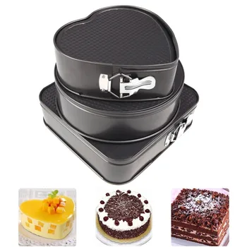 

3pcs Non-Stick Springform Pan Removable Bottom Bakeware Cake Molds With Spatula Cheese Smoother Slipknot Baking Decorating Tools
