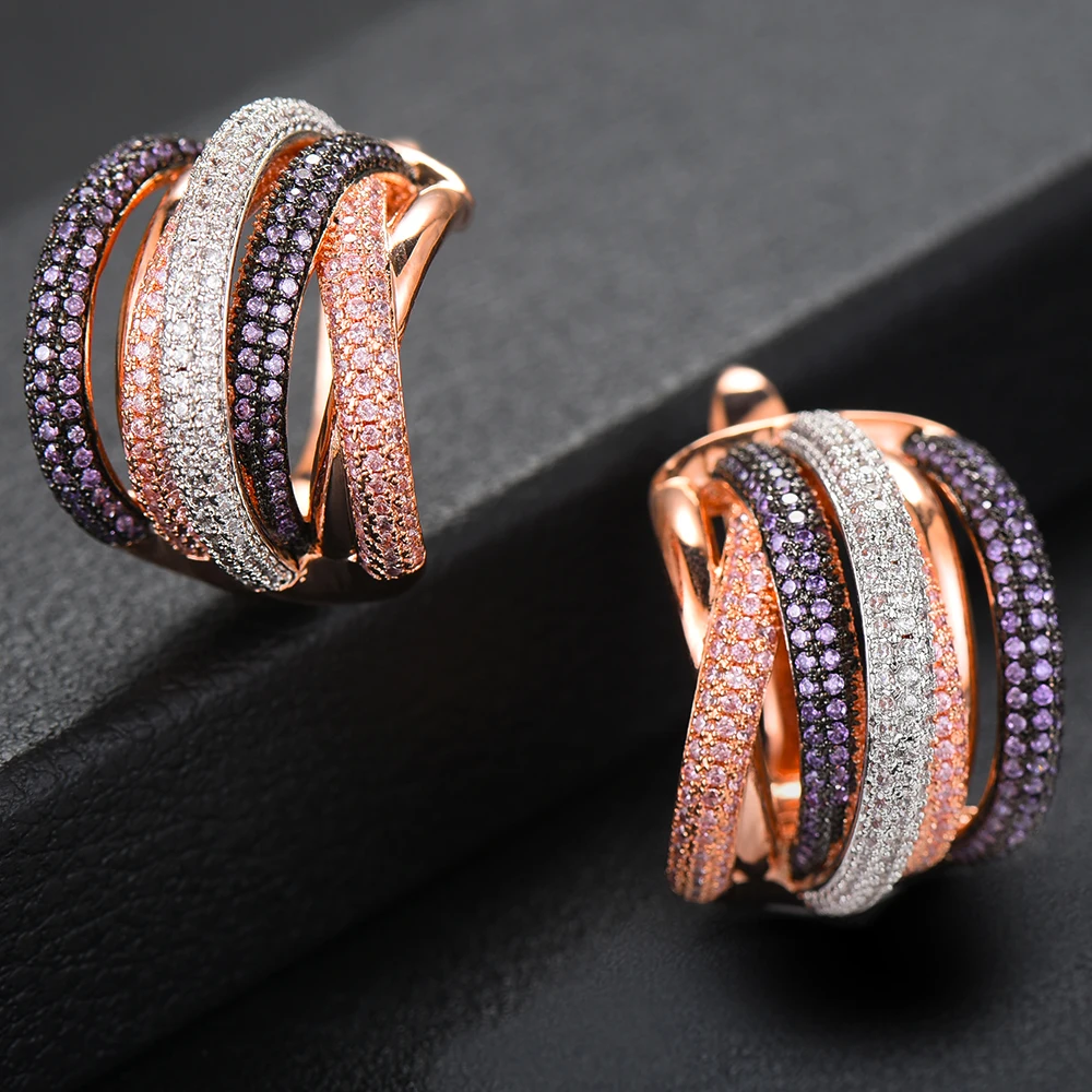 Missvikki дизайн свадебные дубайские линии серьги-кольца для женщин Роскошные кубические циркониевые ювелирные изделия модный подарок