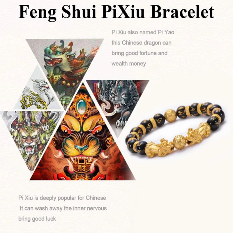 double Pixiu Feng Shui Gift Natural Black agate for man and women Handmade good Lucky Amulet Jewellery