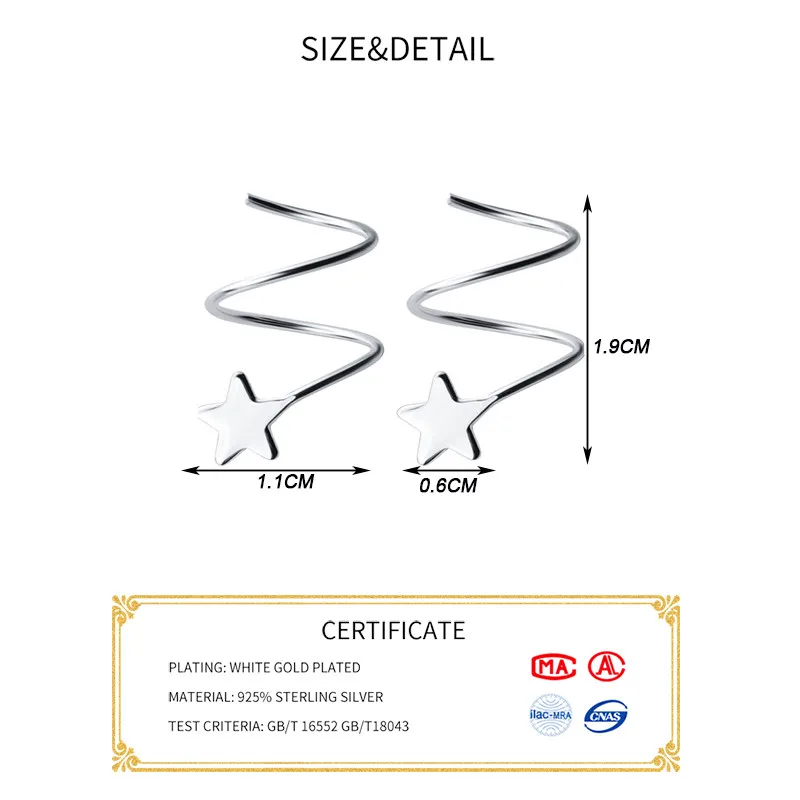 INZATT Настоящее серебро 925 проба OL минималистичные волнистые серьги-кольца звезда для моды женские серьги милые ювелирные изделия подарок