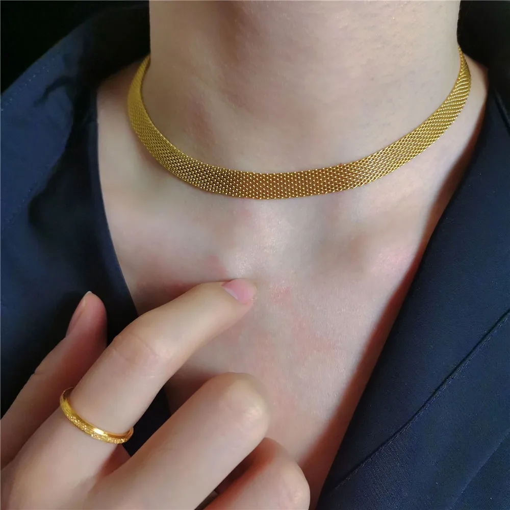Collier Femme Or 925 Argent Doré 18K Chaîne Serpentine 4mm - Neuf étiquettes Imperméable - Longueur 50cm
