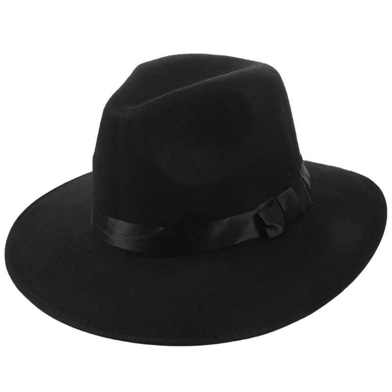 Винтаж унисекс воздуходувки шерсть фетр Fedora Трилби Дерби джаз шляпа(черный