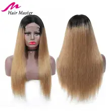 Волосы Мастер 4x4 закрытие парик медовый блонд T1B/27 Remy бразильский прямой парик блонд короткий и длинный Омбре человеческих волос парик