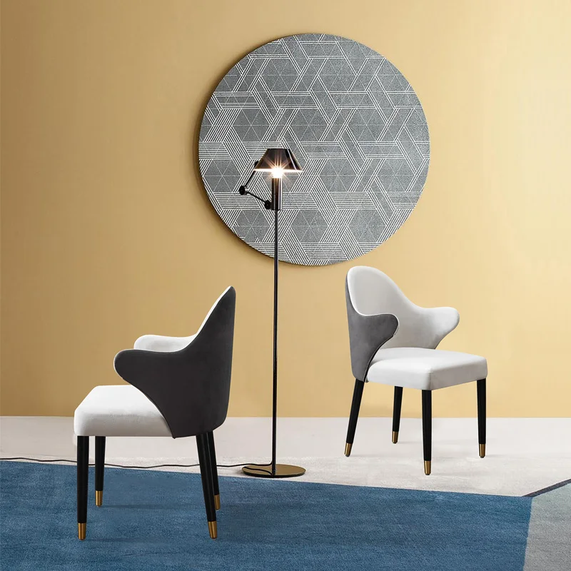 

Light Luxury Dining Chair Casual Home Leather Back Solid Wood Soft Bag Nordic Modern Minimalist Net Red Ins Stool Restaurant