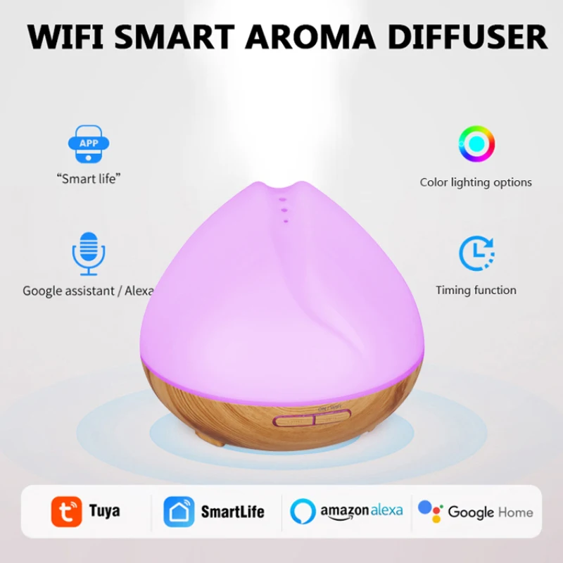 Alexa Tuya Controle Inteligente Vida Umidificador com Luz Rgb App sem Fio Controle Remoto Wifi Aroma Difusor Google Casa Compatível - Image 5
