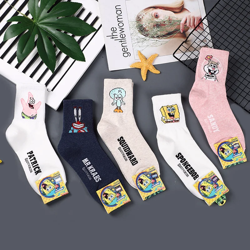 Носки с принтом аниме Сквидвард щупальца Патрик звезда Сэнди щеки милые забавные мультяшные женские хлопковые носки весна лето мягкие удобные