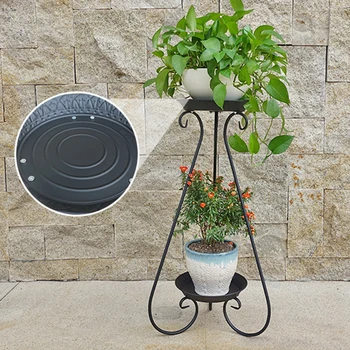 

65cm 2-Layer European Style Wrought Iron Plant Stand Flower Pot Holder 2020 new arrival - Black