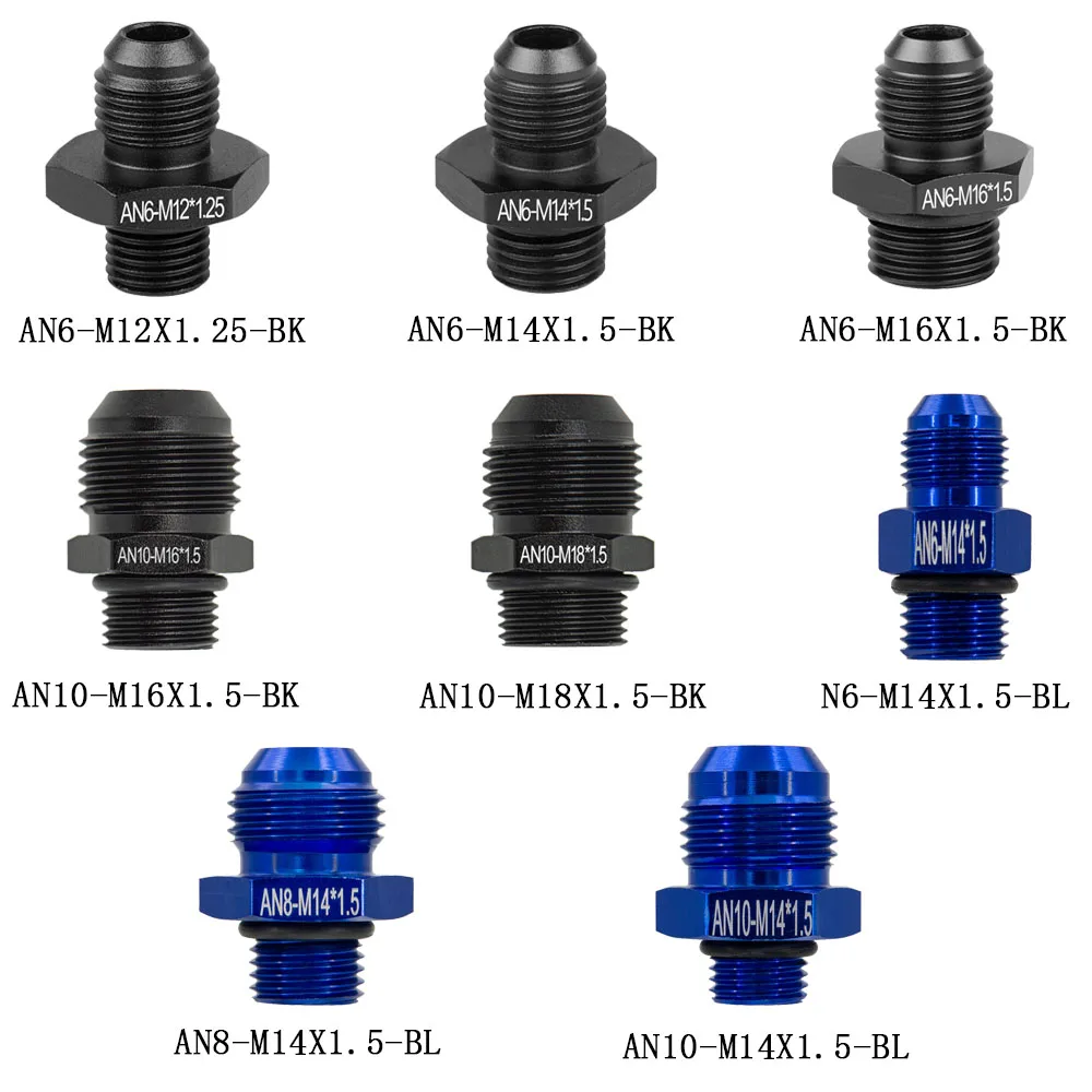 Oil Line Fitting Adapter 1PC AN6 AN8 AN10 to M14 m16 m18*1.5 1/4 1/8 3/8 1/2 NPT Straight Fuel Oil Air Hose Fitting Male for Car Auto