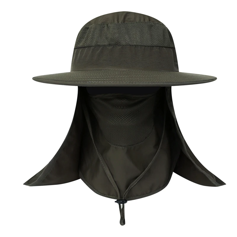 

Fishing Hat Cap Neck Sun Protection Wide Large Brim Quick Drying Summer Sun Caps Fishing Climbing Men Hat With String