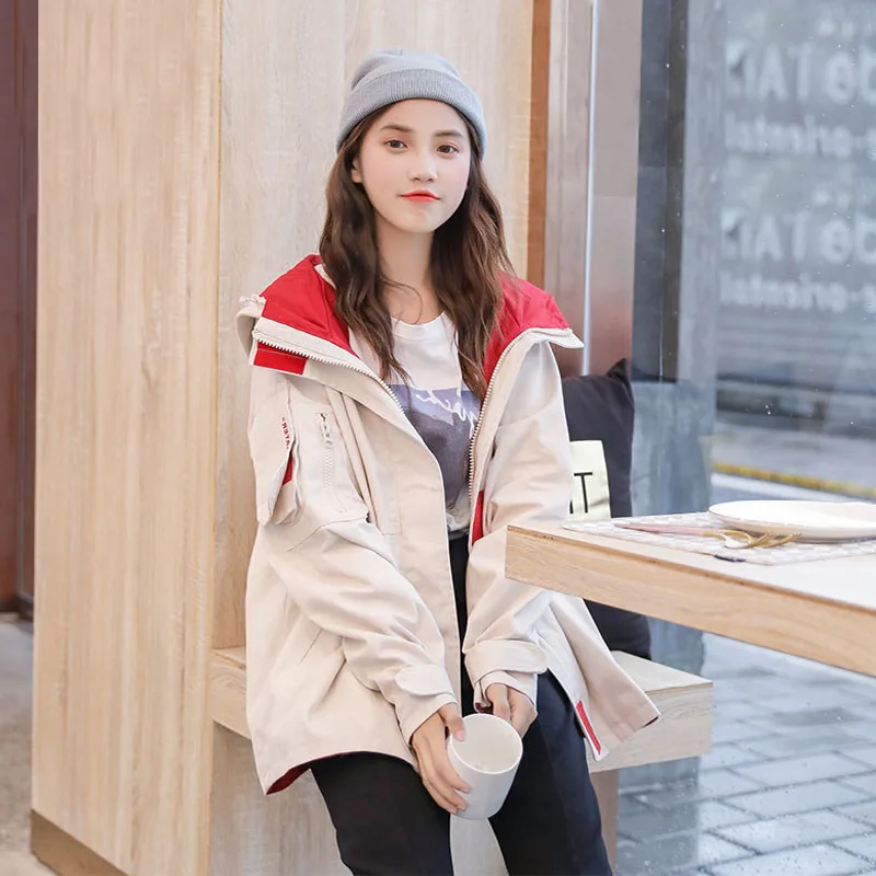 

Spring And Autumn New Style Korean-style Students Loose-Fit Baseball Uniform Hooded Jacket Workwear Women's College Style Coat W