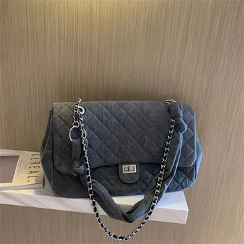 

2020 New Style Diamond Chain Retro Denim Handbag Fashion All-match One Shoulder Messenger Bag Women Purse and Handbag Sac A Main