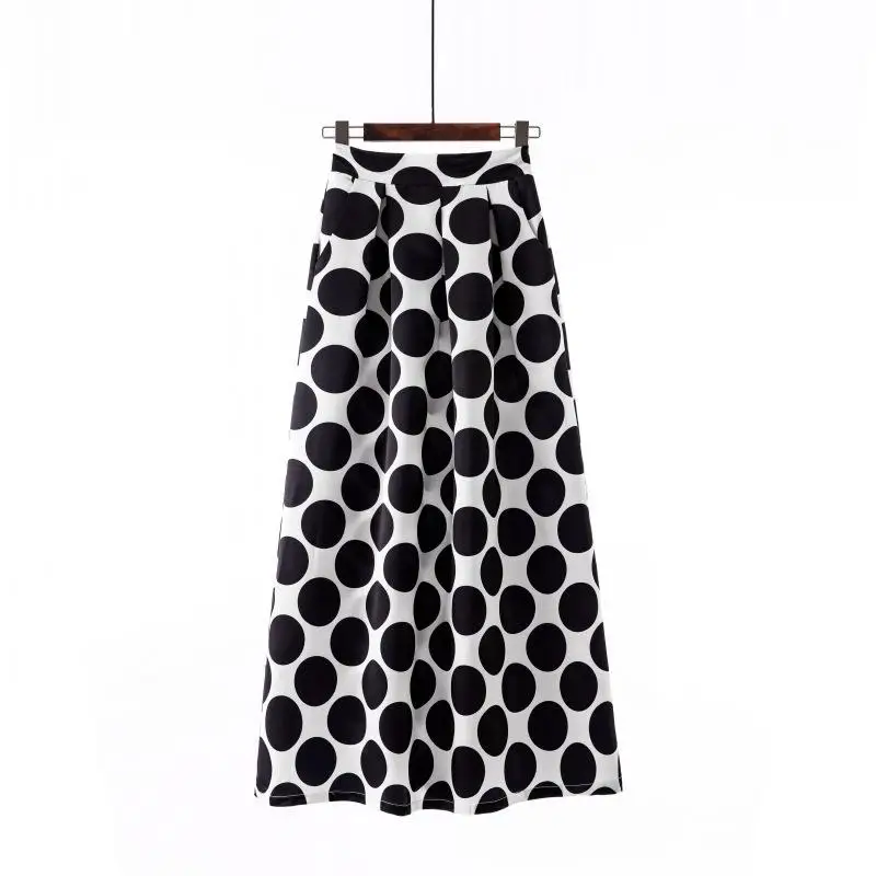 S-3XL Осенняя юбка макси с цветочным принтом женская Весенняя длинная Плиссированная юбка для женщин плюс размер мода плюс размер юбка с высокой талией - Цвет: 1090-16 Black