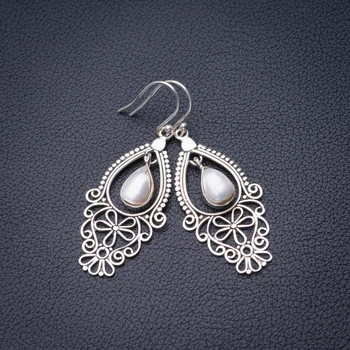 

StarGems Natural River Pearl Handmade 925 Sterling Silver Earrings 2" D6897