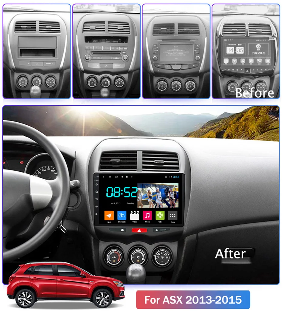Android 8,1 автомобильный DVD 1din мультимедийная система Navi для mitsubishi ASX 2013- Автомобильный gps навигатор головное устройство BT SWC wifi