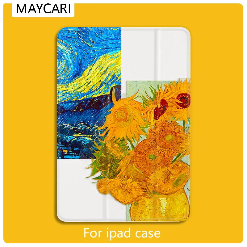 

Ipad 2 3 4 White Leather PU Hard Back Case Famous Painting Cover Protective For 2020 iPad Pro 11 12.9 10.5 7.9 inch Mini 1 2 3 5