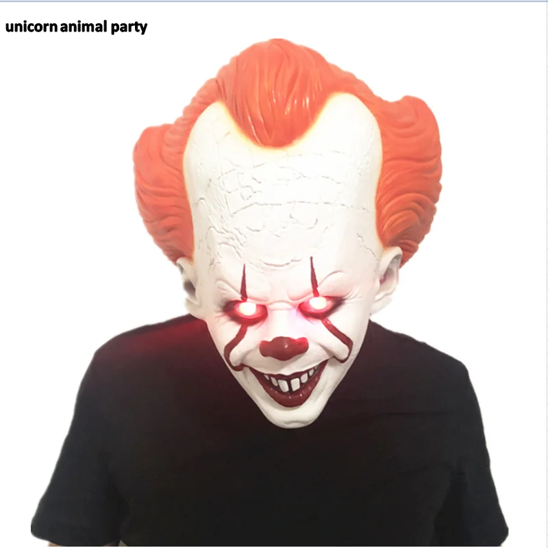 LED luminous mask Страшная маска клоуна Джокера Стивен Кинга маска Pennywise глаза будут блестеть клоуна латексная маска Хэллоуин косплей реквизит вечерние костюмы - Цвет: LED luminous mask