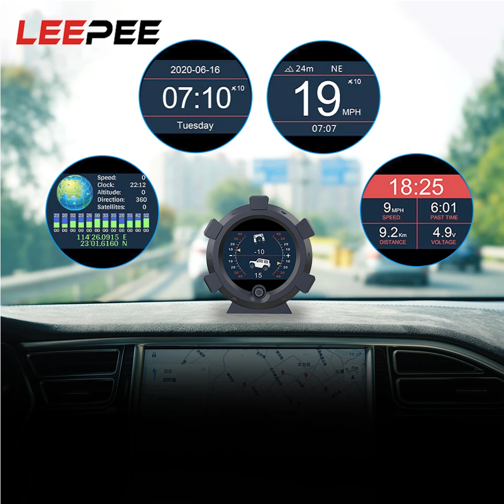 

LEEPEE Smart GPS Slope Meter 4x4 Car Inclinometer High Precision Compass Provide Angle Speed Device Altitude Off-road Device
