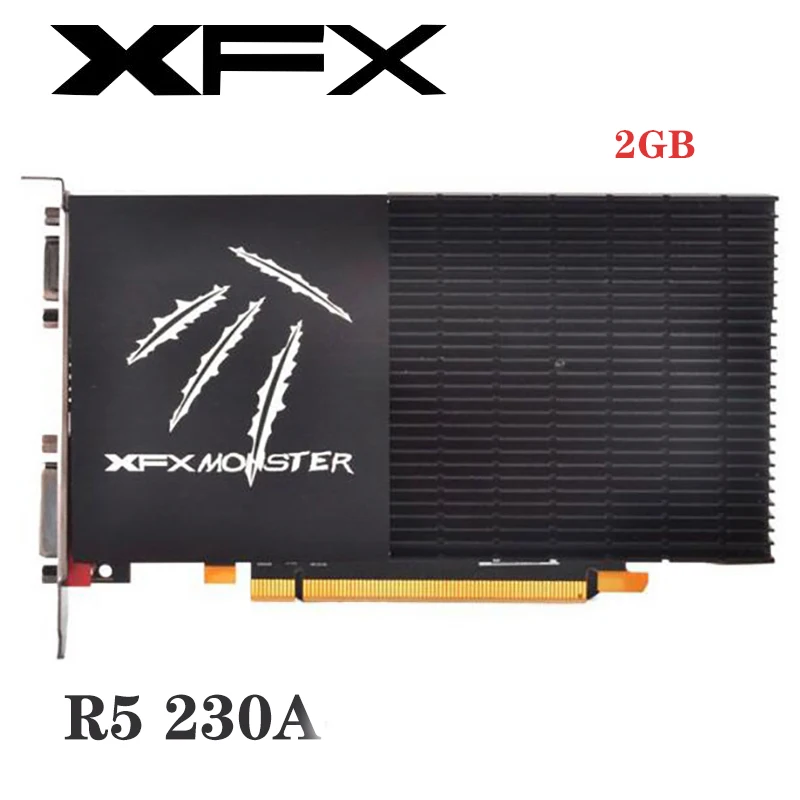 Оригинальная б/у XFX Radeon R5 230A 2GB видеокарты GPU R5230A 2 Гб GDDR3 64bit Графика Экран карты