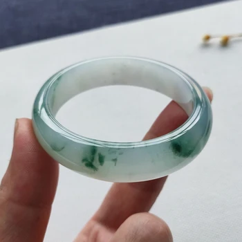 

Natural Burmese Jadeite 54-64mm Light Blue Flower Bracelet Elegant Princess Jewelry Send Mom to Girlfriend